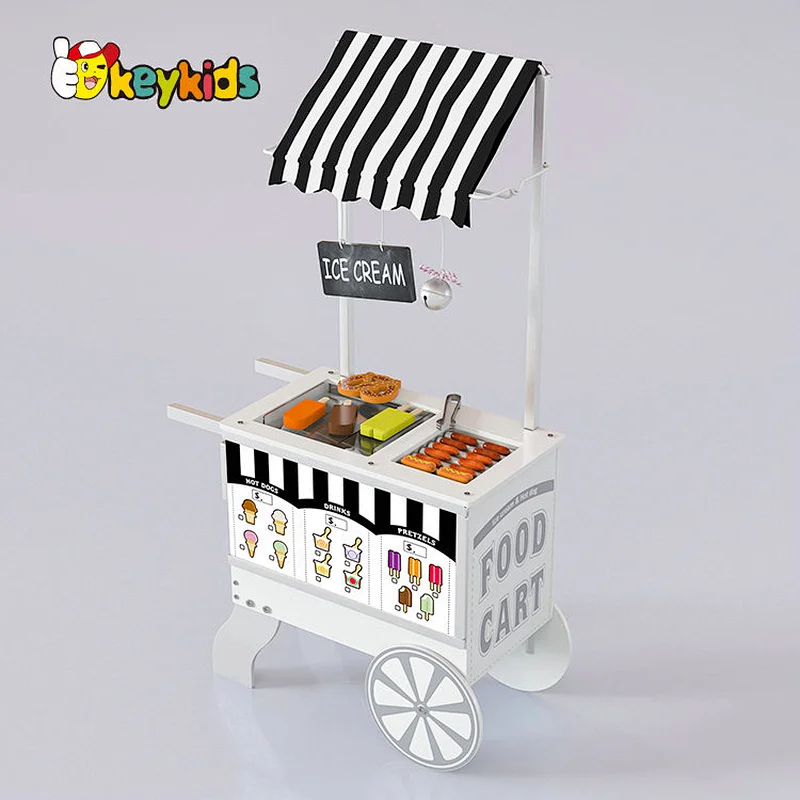 Factory OEM Simulated Wooden Ice Cream Cart Playset for Kids W10A176